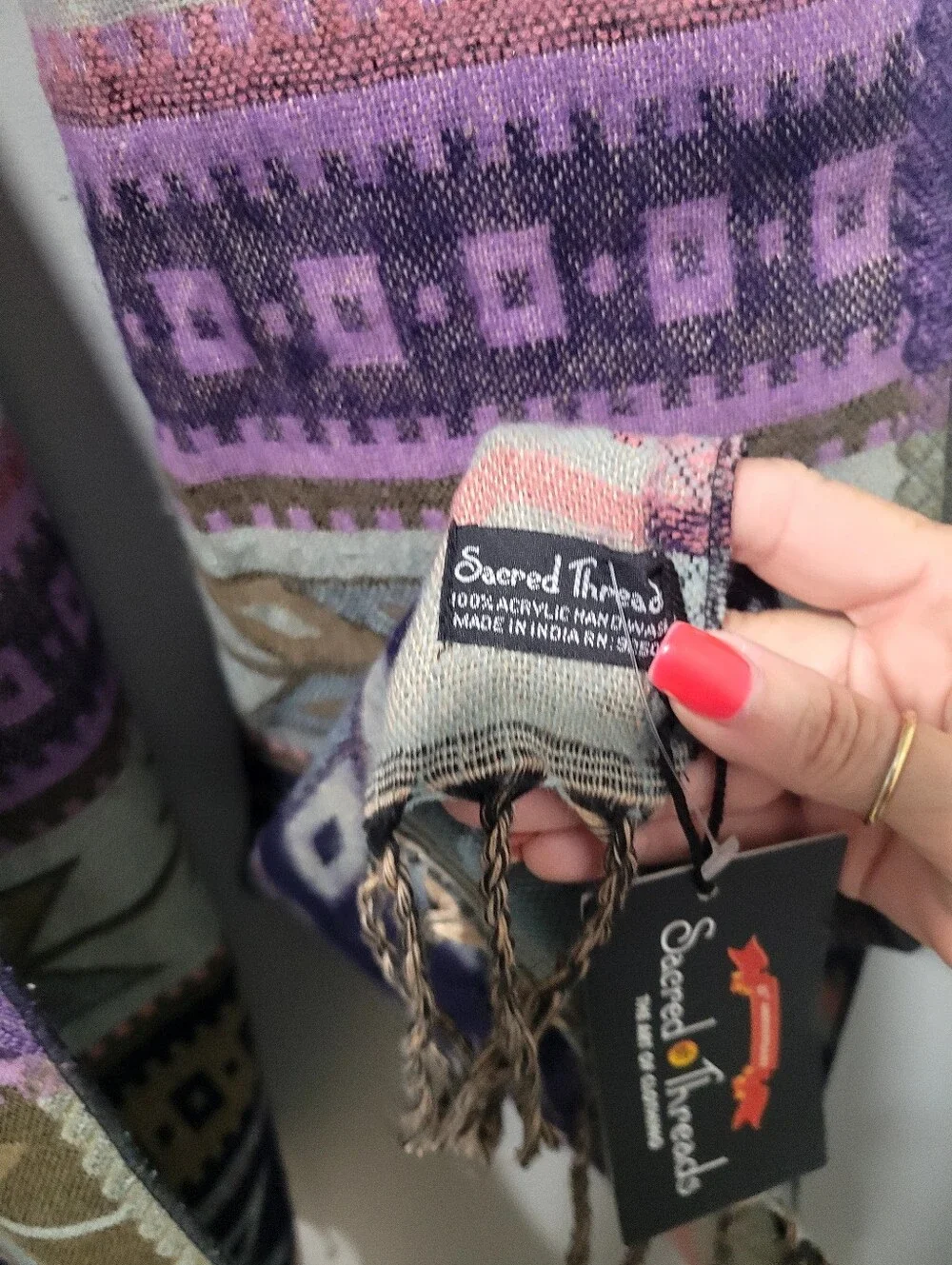 NWT Sacred Threads Aztec Fringed Scarf